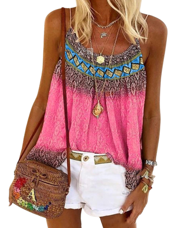 SHOPIQAT Round Neck Sling Hand-Painted Women's Vest T-Shirt - Premium from shopiqat - Just $5.500! Shop now at shopiqat
